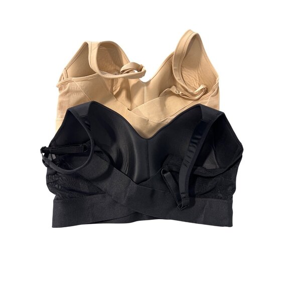 Rhonda Shear 2 Pack Molded Cup Bra with Wrap Back Size Large Black Beige 633.5 - Picture 3 of 9